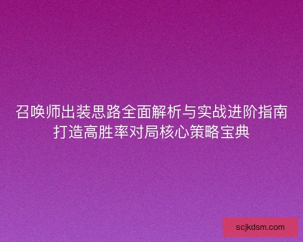 召唤师出装思路全面解析与实战进阶指南打造高胜率对局核心策略宝典